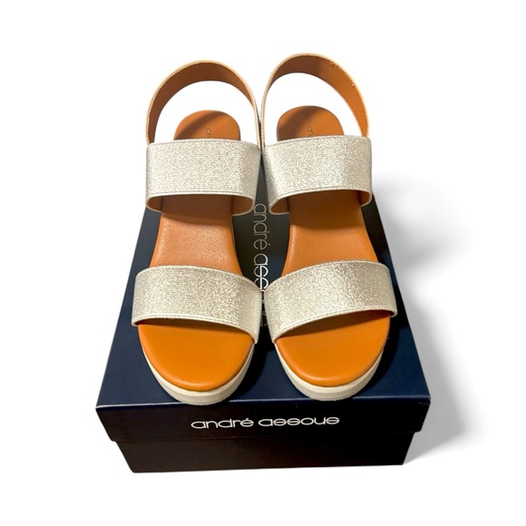 André Assous Nikola Slingback Wedge Sandal - Size 9 - Silver - MSRP $168 - Picture 1 of 3